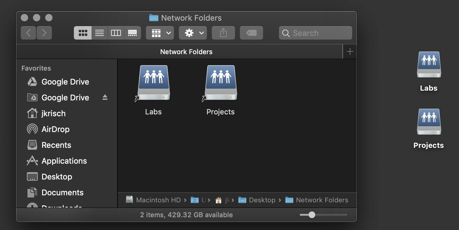create shortcut for network drive on mac
